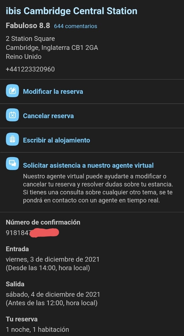 Habitación doble Ibis Cambridge Central Station