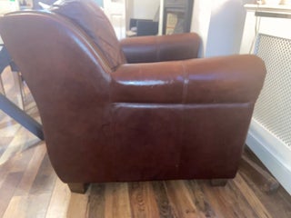 DFS Leather and Mahogany chair