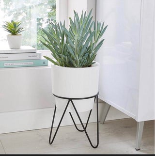 Own Brand White Planter With Black Metal Stand