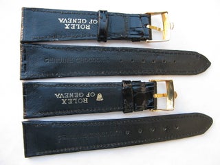 Rolex 18k gold buckle on black crocodile leather