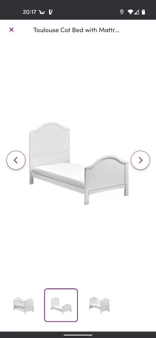 East Coast cot and Mother Care mattress