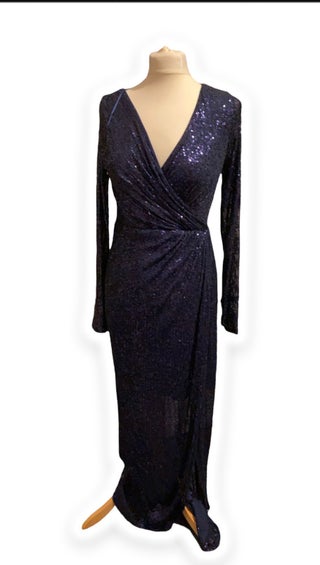 Maxi dark blue sequins dress