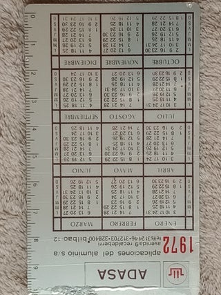 calendario antigua 1972