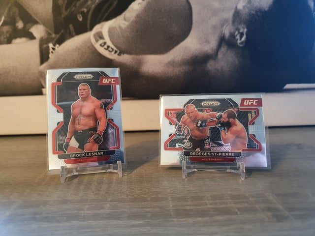 brock lesnar &amp; george st pierre ufc prizm cards