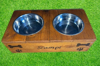 Personalised handmade pet feeding stations