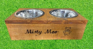 Personalised handmade pet feeding stations