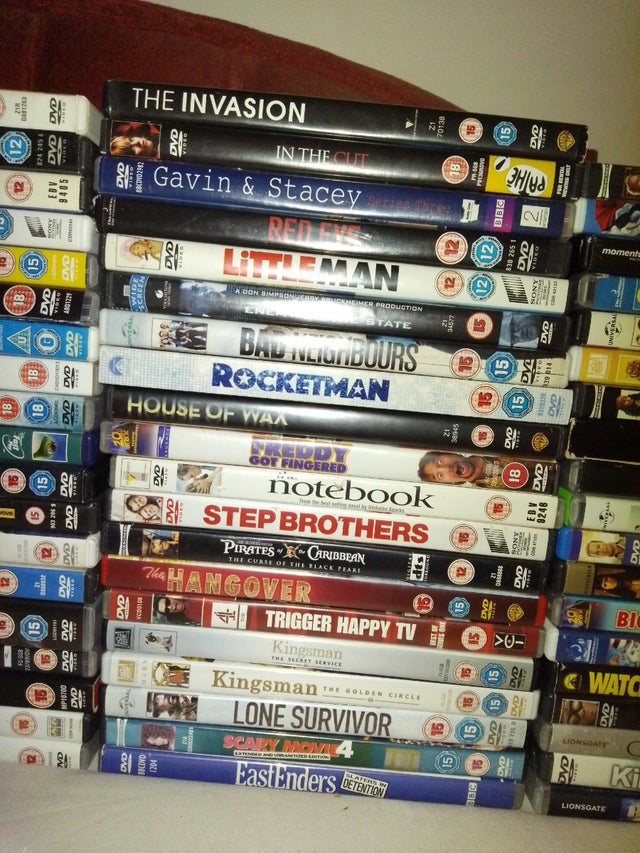 bundle of DVDs