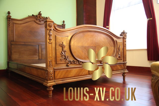 Opulent Beautiful Antique French Double Bed carved