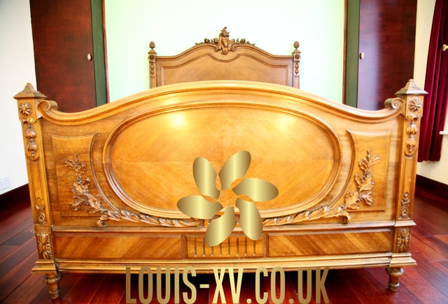 Opulent Beautiful Antique French Double Bed carved