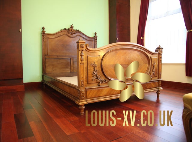 Opulent Beautiful Antique French Double Bed carved