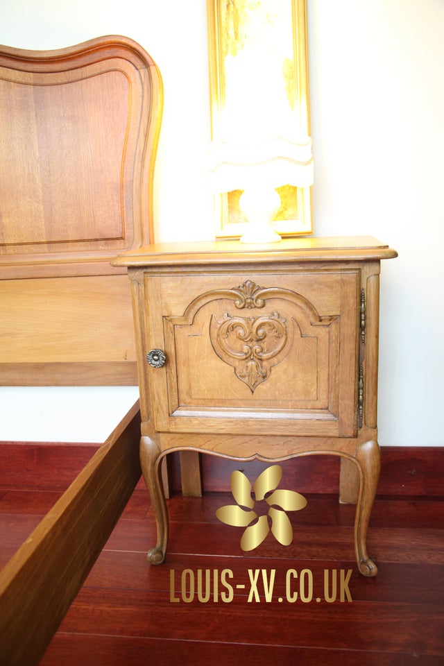 Louis XV Bed Carved Oak &amp; A pair of Nightstands