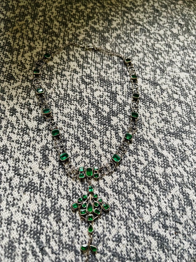 Victorian silver garnet necklace